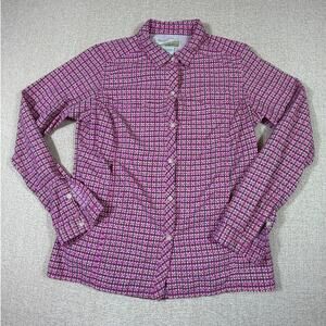 Ex-Officio Women Medium Pink Plaid Long Sleeve Button Front Travel Shirt Outdoor